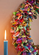 Load image into Gallery viewer, Recycled Sari Wreath Multi Coloured Round
