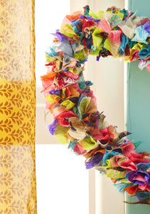 Recycled Sari Hanging Heart Multi Coloured