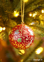 Load image into Gallery viewer, Set of Six Large Hand Painted Kashmiri Bauble Fairtrade Eco