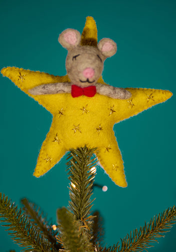 Handmade Felt Mouse Star Tree Topper Supporting Child Rescue Nepal