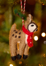 Load image into Gallery viewer, Embroidered Felt Hanging Reindeer Decoration Eco Fairtrade