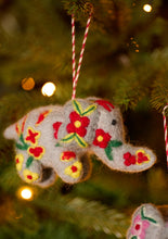 Load image into Gallery viewer, Hand Embroidered Felt Elephant Hanging Decoration Eco Fairtrade