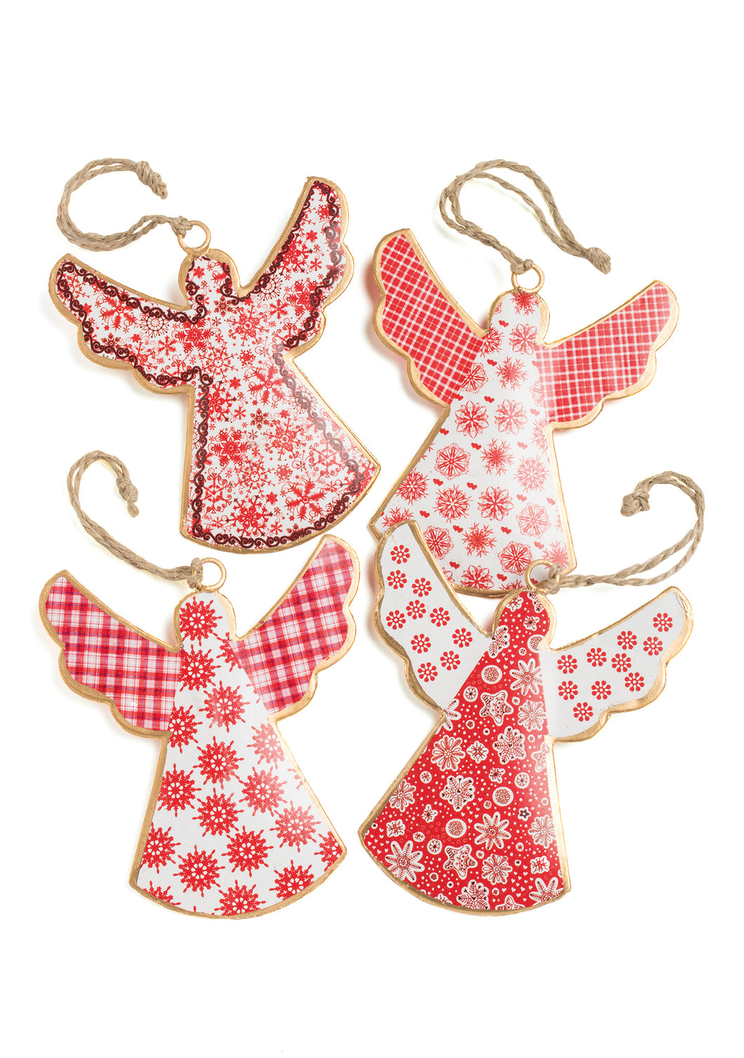 Set of 4 Hand made Metal Angel Decorations