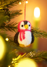 Load image into Gallery viewer, Set of 5 Hanging Fairtrade Eco Felt Penguin Decorations