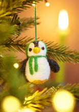 Load image into Gallery viewer, Set of 5 Hanging Fairtrade Eco Felt Penguin Decorations