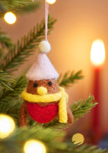 Load image into Gallery viewer, Set of 5 Hanging Fairtrade Eco Felt Robin Decorations