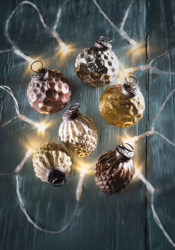 Handmade Recycled Glass Christmas Decoration Set of Six