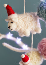 Load image into Gallery viewer, Handmade Woolly Felt Sheep in Santa Hat