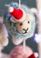 Load image into Gallery viewer, Handmade Woolly Felt Sheep in Santa Hat