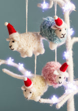 Load image into Gallery viewer, Handmade Woolly Felt Sheep in Santa Hat