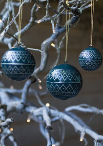 Handmade Fairtrade Christmas Bauble Set of Three Blue