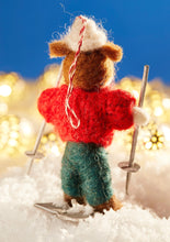 Load image into Gallery viewer, Felt Skiing Brown Bear in Jumper Decoration