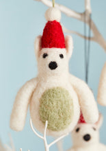 Load image into Gallery viewer, Wool Felt Polar Bear in Santa Hat Fairtrade Supporting Child Rescue Nepal