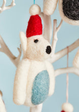 Load image into Gallery viewer, Wool Felt Polar Bear in Santa Hat Fairtrade Supporting Child Rescue Nepal