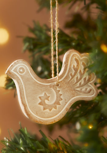 Terracotta Hanging Dove Decoration Fairtrade