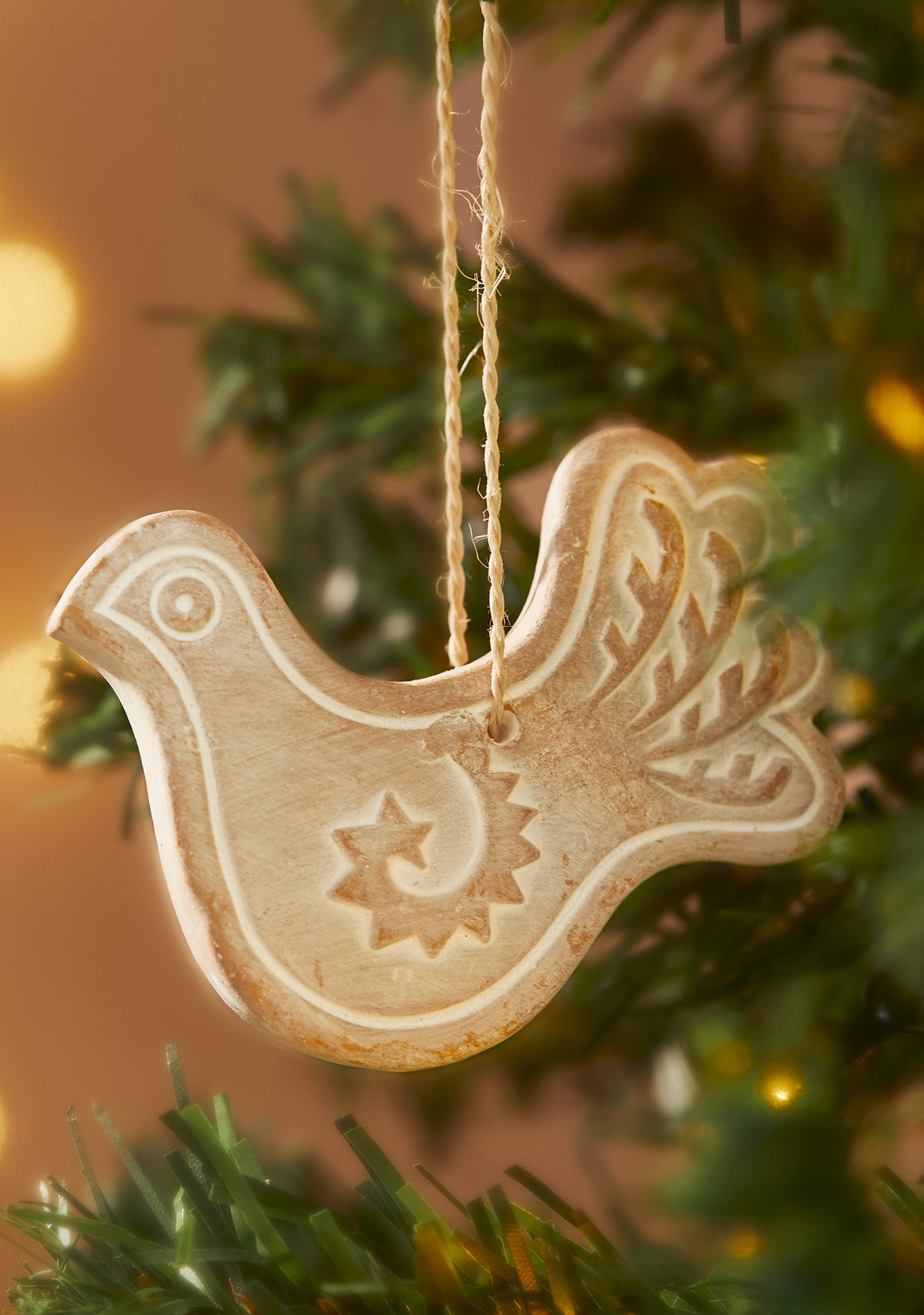 Terracotta Hanging Dove Decoration Fairtrade