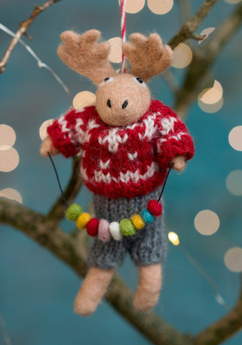 Handmade Felt Reindeer in Sweater Eco Sustainable