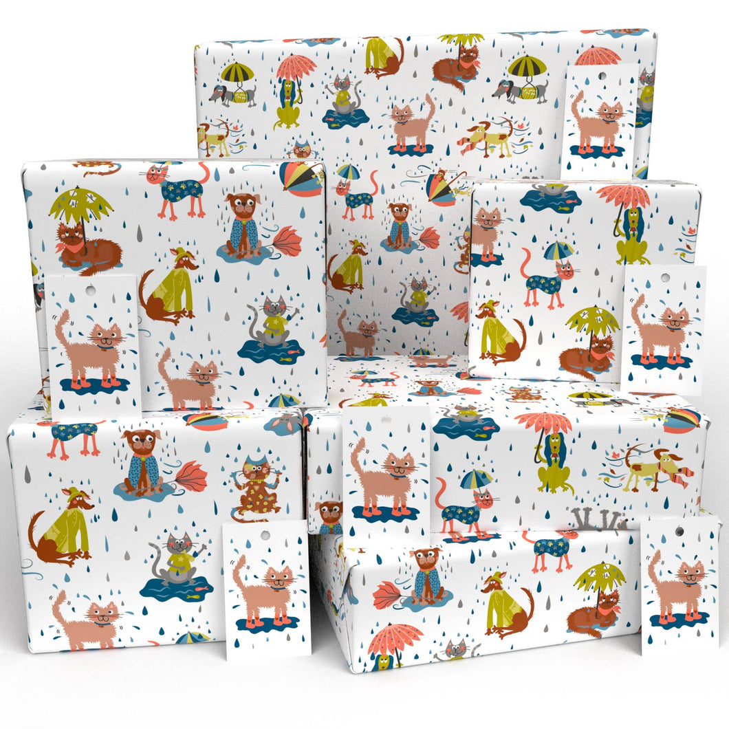 Raining Cats & Dogs Wrapping Paper • ECO Friendly • UK Made