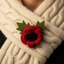 Load image into Gallery viewer, Handmade Felt Poppy Remembrance Brooch Fairtrade