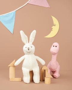 Knitted Organic Cotton Pink Diplodocus Dinosaur Baby Rattle