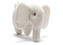 Load image into Gallery viewer, Knitted White Organic Cotton Elephant Baby Rattle