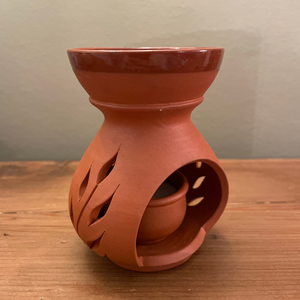 Terracotta Oil Burner with Rose Scented Oil & Dalit Candle