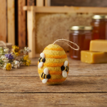 Load image into Gallery viewer, Handmade Hanging Busy Beehive Needle Felt Decoration Fairtrade Eco