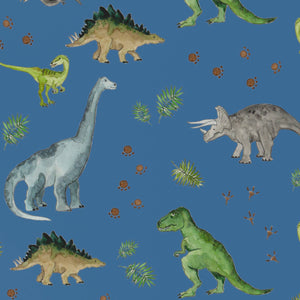 Childrens Blue Dinosaurs  • ECO Friendly  • UK Made Wrapping Paper