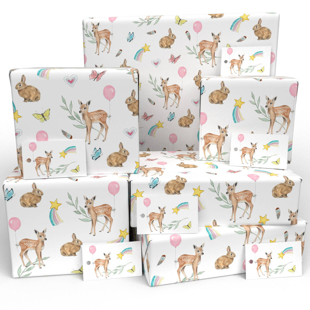 Childrens Baby Fawn Christening  • ECO Friendly Uk Made Wrapping Paper
