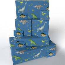 Load image into Gallery viewer, Childrens Blue Dinosaurs  • ECO Friendly  • UK Made Wrapping Paper