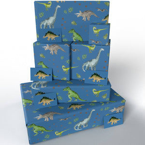 Childrens Blue Dinosaurs  • ECO Friendly  • UK Made Wrapping Paper