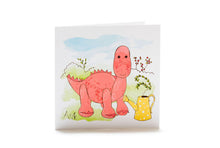 Load image into Gallery viewer, Knitted Organic Cotton Pink Diplodocus Dinosaur Baby Rattle