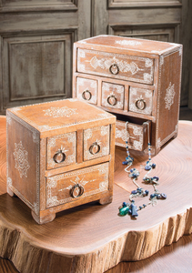 Large Fairtrade Hand painted Jewellery Box with Drawers