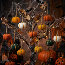 Load image into Gallery viewer, Handmade Felt Hanging Halloween Pumpkins (Set of 5) Hanging