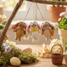 Load image into Gallery viewer, Handmade Felt Mini Easter Bunnies (Set of 3) Decorations