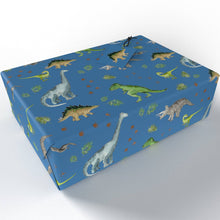 Load image into Gallery viewer, Childrens Blue Dinosaurs  • ECO Friendly  • UK Made Wrapping Paper