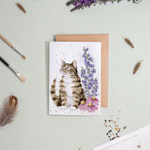 Wrendale seed Card Cat - 'Whiskers and Wild Flowers'