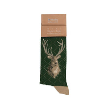 Load image into Gallery viewer, Portrait of a Stag Mens Socks Wrendale Design with Free Gift Bag