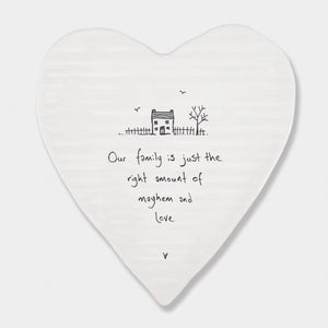 East of India Porcelain Coaster ‘Our family is just the right amount ....'