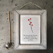 Load image into Gallery viewer, East of India  Wooden Hanging Picture &#39;Friends are like flowers ...