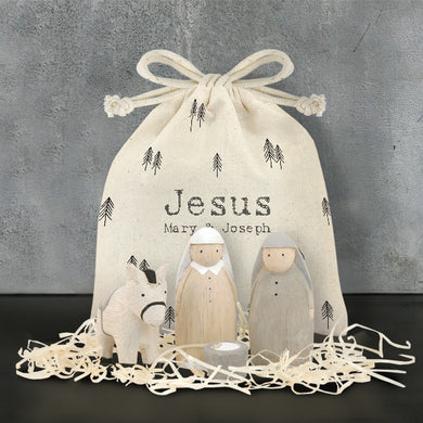 East of India Bagged Jesus, Mary and Joseph Nativity Set