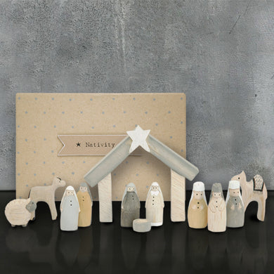East Of India Mini Hand Carved Nativity Set