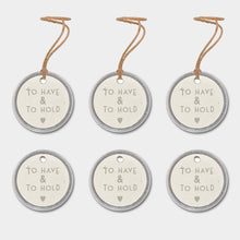 Load image into Gallery viewer, East of India Six Metal Wedding Tags - To Have and To Hold