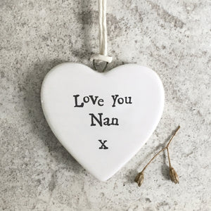 Copy of East of India Porcelain Heart - Love You Nan