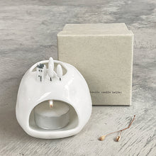 Load image into Gallery viewer, East of India Porcelain Lake House Tea Light Holder in Gift Box