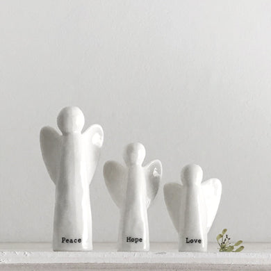 East of India Peace Love Hope Mini Porcelain Angel Set