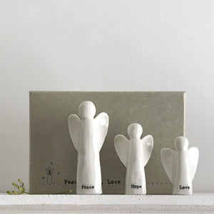 East of India Peace Love Hope Mini Porcelain Angel Set