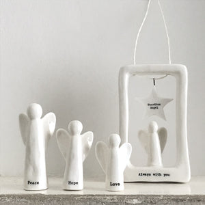 East of India Peace Love Hope Mini Porcelain Angel Set