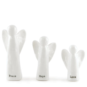 East of India Peace Love Hope Mini Porcelain Angel Set