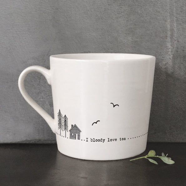 East of India Porcelain Wobbly Mug - 'I Bloody Love Tea'